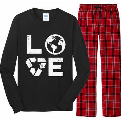 Love Earth Day 90s Vintage Recycling Or Teacher Long Sleeve Pajama Set