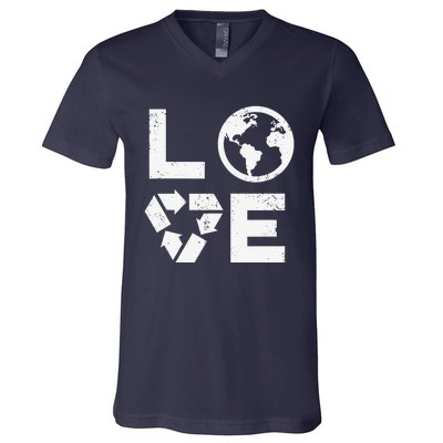 Love Earth Day 90s Vintage Recycling Or Teacher V-Neck T-Shirt