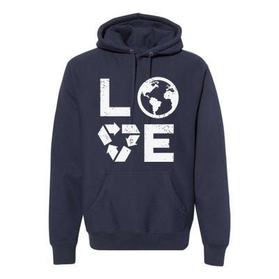 Love Earth Day 90s Vintage Recycling Or Teacher Premium Hoodie