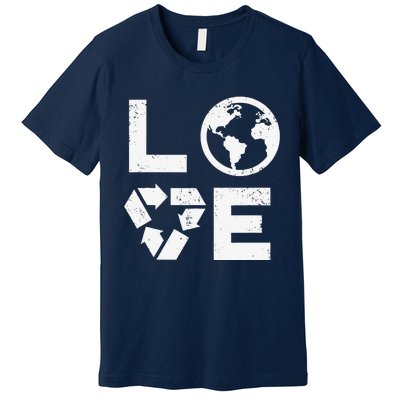 Love Earth Day 90s Vintage Recycling Or Teacher Premium T-Shirt