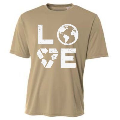 Love Earth Day 90s Vintage Recycling Or Teacher Cooling Performance Crew T-Shirt