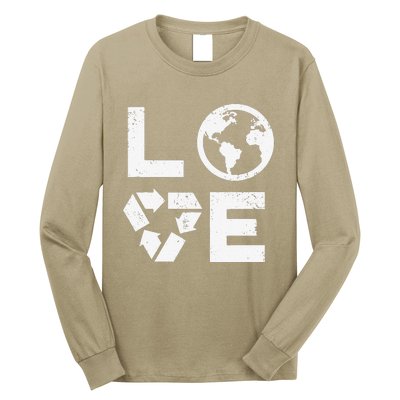 Love Earth Day 90s Vintage Recycling Or Teacher Long Sleeve Shirt