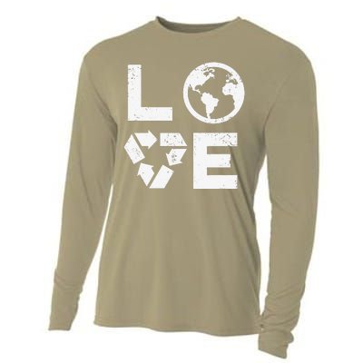 Love Earth Day 90s Vintage Recycling Or Teacher Cooling Performance Long Sleeve Crew