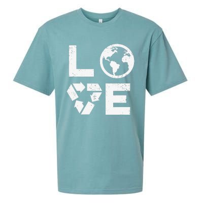 Love Earth Day 90s Vintage Recycling Or Teacher Sueded Cloud Jersey T-Shirt