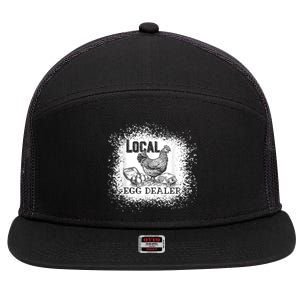 Local Egg Dealer Funny Bleached Chicken Lover Farm Farmer 7 Panel Mesh Trucker Snapback Hat