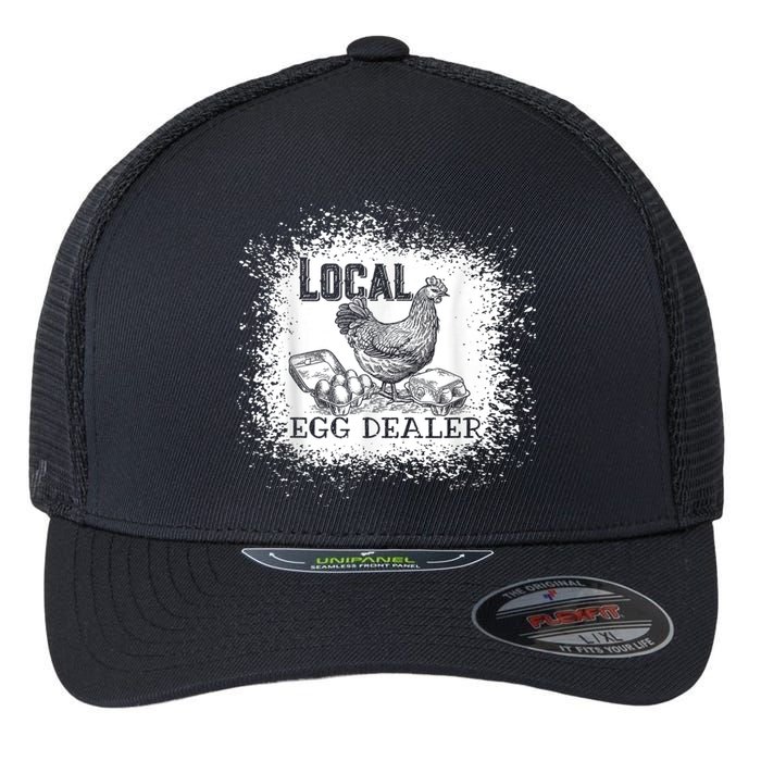 Local Egg Dealer Funny Bleached Chicken Lover Farm Farmer Flexfit Unipanel Trucker Cap