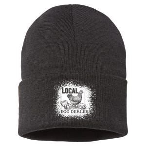 Local Egg Dealer Funny Bleached Chicken Lover Farm Farmer Sustainable Knit Beanie