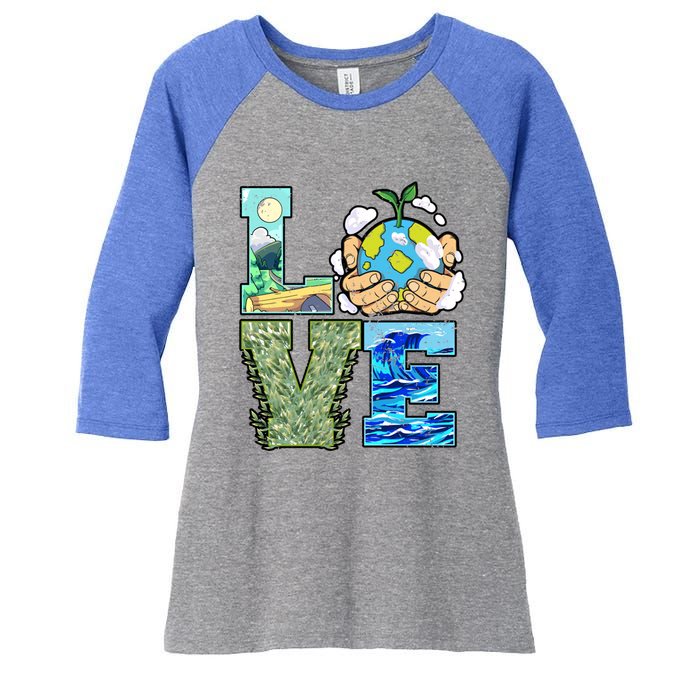 Love Earth Day Save Planet Protect Nature Great Gift Women's Tri-Blend 3/4-Sleeve Raglan Shirt