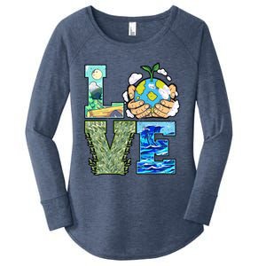 Love Earth Day Save Planet Protect Nature Great Gift Women's Perfect Tri Tunic Long Sleeve Shirt