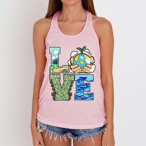 Love Earth Day Save Planet Protect Nature Great Gift Women's Knotted Racerback Tank