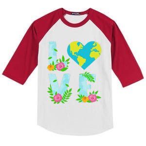 Love Earth Day Climate Change Awareness Kids Colorblock Raglan Jersey