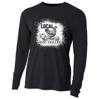 Local Egg Dealer Funny Bleached Chicken Lover Farm Farmer Cooling Performance Long Sleeve Crew