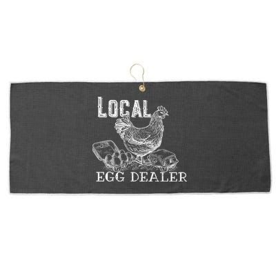 Local Egg Dealer Funny Bleached Chicken Lover Farm Farmer Large Microfiber Waffle Golf Towel