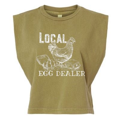 Local Egg Dealer Funny Bleached Chicken Lover Farm Farmer Garment-Dyed Women's Muscle Tee