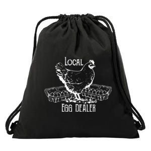 Local Egg Dealer Funny Bleached Chicken Lover Farm Farmer Drawstring Bag