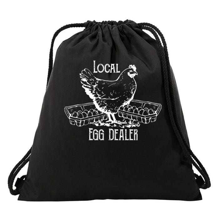 Local Egg Dealer Funny Bleached Chicken Lover Farm Farmer Drawstring Bag