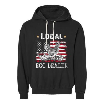 Local Egg Dealer Funny American Flag Garment-Dyed Fleece Hoodie