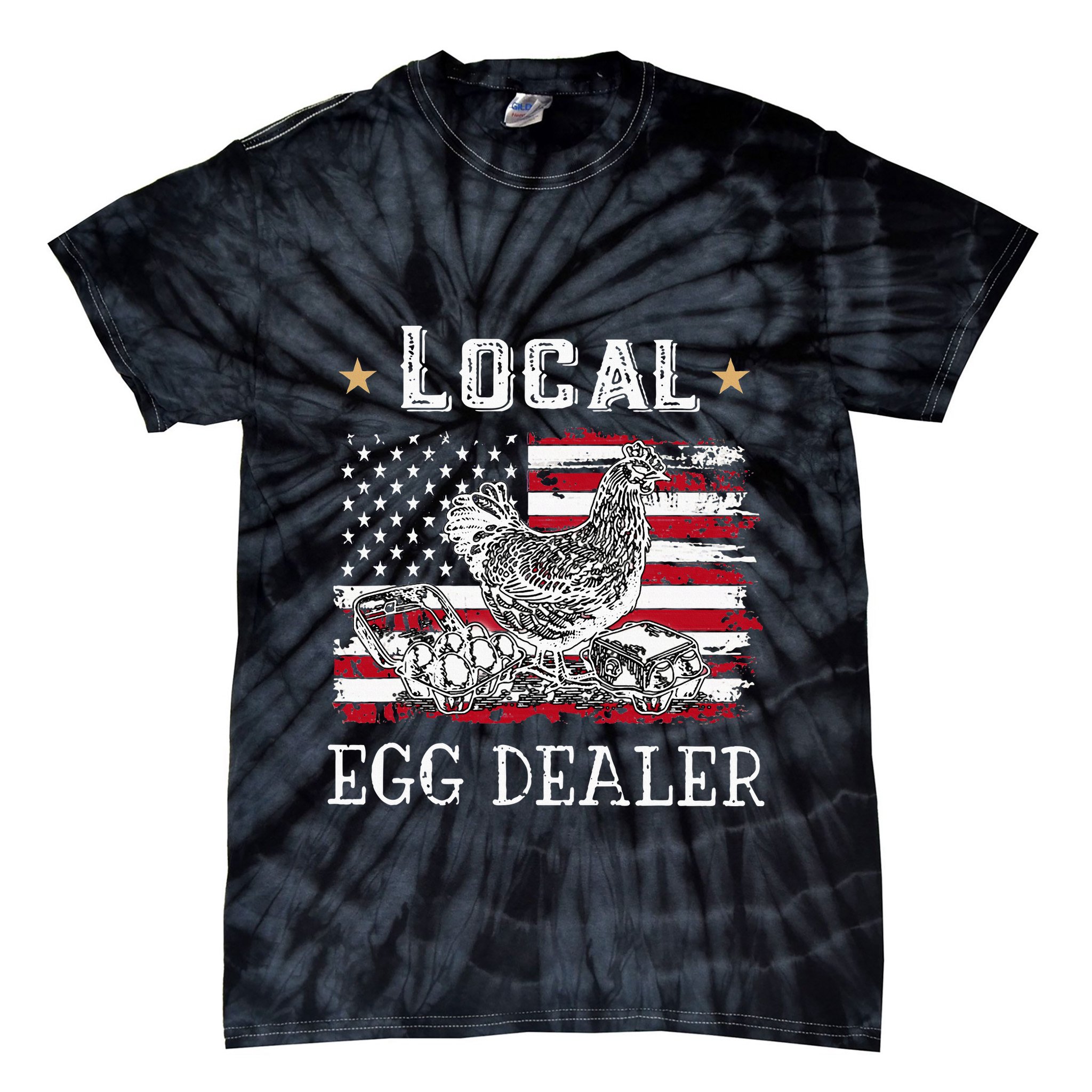Local Egg Dealer Funny American Flag Tie-Dye T-Shirt