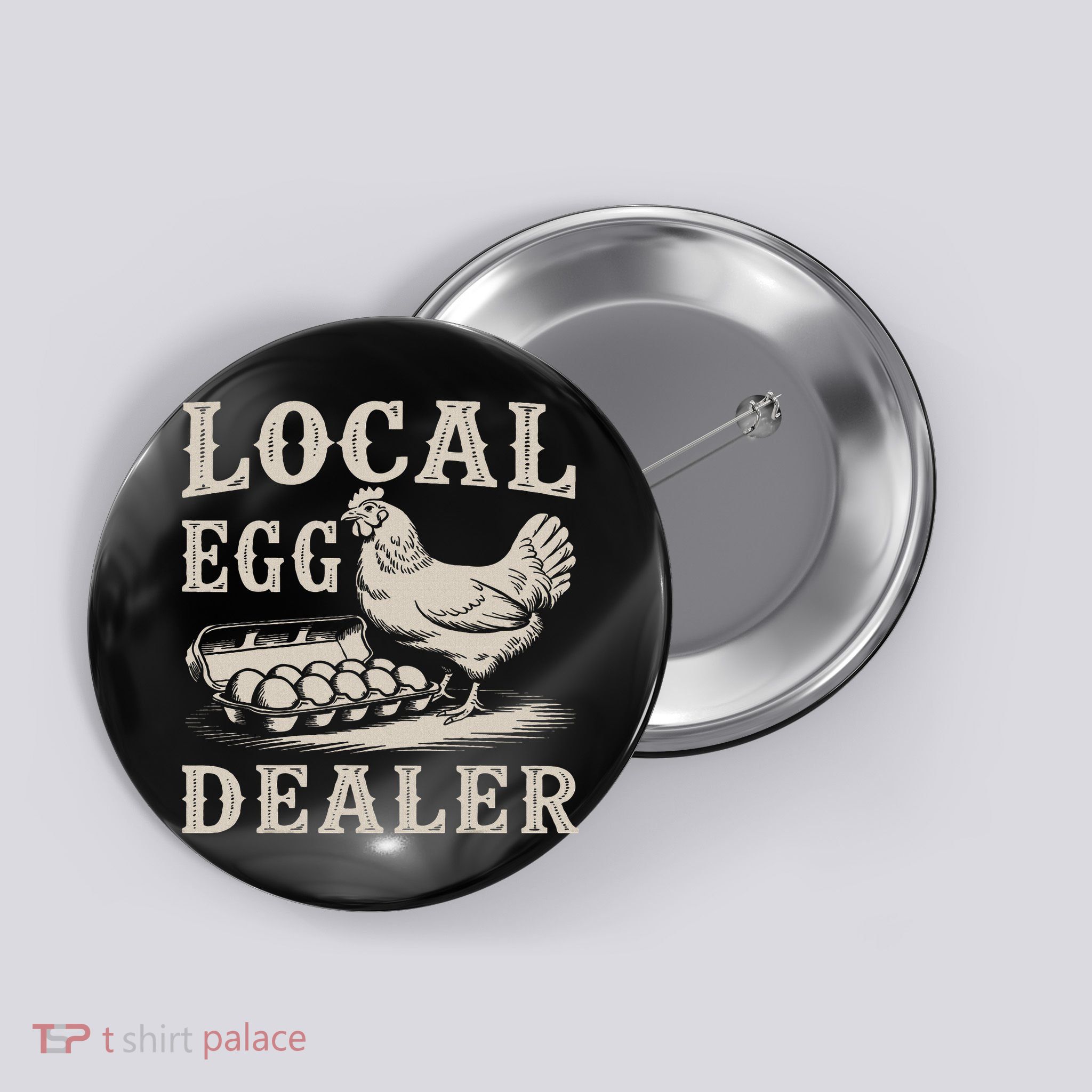 Local Egg Dealer Retro Chicken Funny Farmer Easter Button