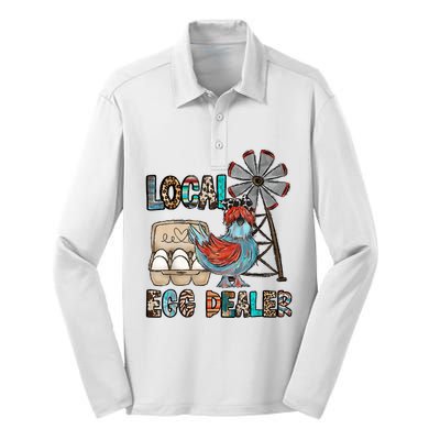 Local Egg Dealer Chicken Funny Farm Animal Chicken Farmer Silk Touch Performance Long Sleeve Polo