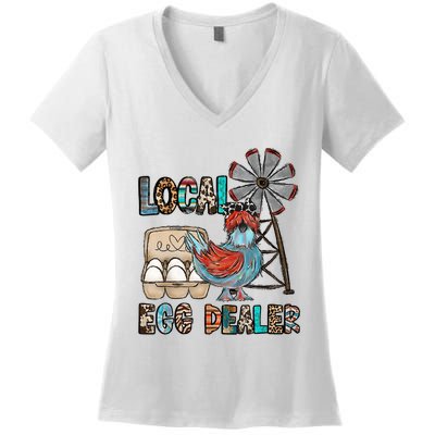 Local Egg Dealer Chicken Funny Farm Animal Chicken Farmer Women's V-Neck T-Shirt