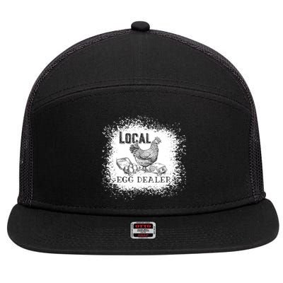 Local Egg Dealer Funny Bleached Chicken Lover Farm Farmer 7 Panel Mesh Trucker Snapback Hat