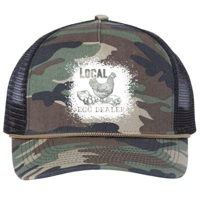 Local Egg Dealer Funny Bleached Chicken Lover Farm Farmer Retro Rope Trucker Hat Cap