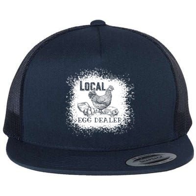 Local Egg Dealer Funny Bleached Chicken Lover Farm Farmer Flat Bill Trucker Hat