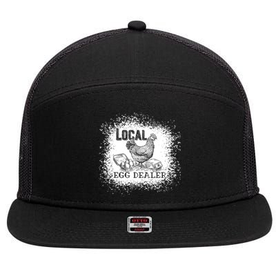 Local Egg Dealer Funny Bleached Chicken Lover Farm Farmer 7 Panel Mesh Trucker Snapback Hat