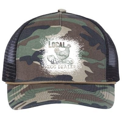 Local Egg Dealer Funny Bleached Chicken Lover Farm Farmer Retro Rope Trucker Hat Cap