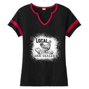 Local Egg Dealer Funny Bleached Chicken Lover Farm Farmer Ladies Halftime Notch Neck Tee