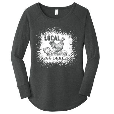 Local Egg Dealer Funny Bleached Chicken Lover Farm Farmer Women's Perfect Tri Tunic Long Sleeve Shirt