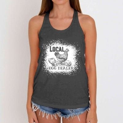 Local Egg Dealer Funny Bleached Chicken Lover Farm Farmer Women's Knotted Racerback Tank