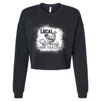 Local Egg Dealer Funny Bleached Chicken Lover Farm Farmer Cropped Pullover Crew