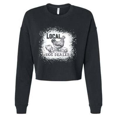 Local Egg Dealer Funny Bleached Chicken Lover Farm Farmer Cropped Pullover Crew