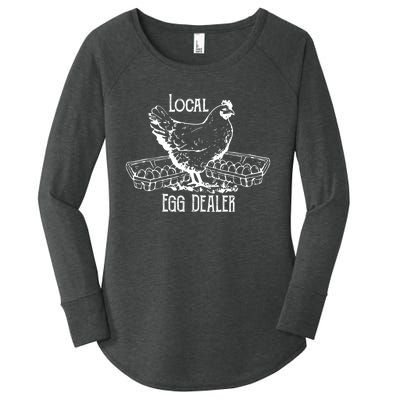 Local Egg Dealer Funny Bleached Chicken Lover Farm Farmer Women's Perfect Tri Tunic Long Sleeve Shirt