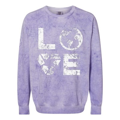 Love Earth Day 90s Vintage Recycling Colorblast Crewneck Sweatshirt