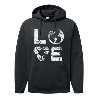 Love Earth Day 90s Vintage Recycling Performance Fleece Hoodie