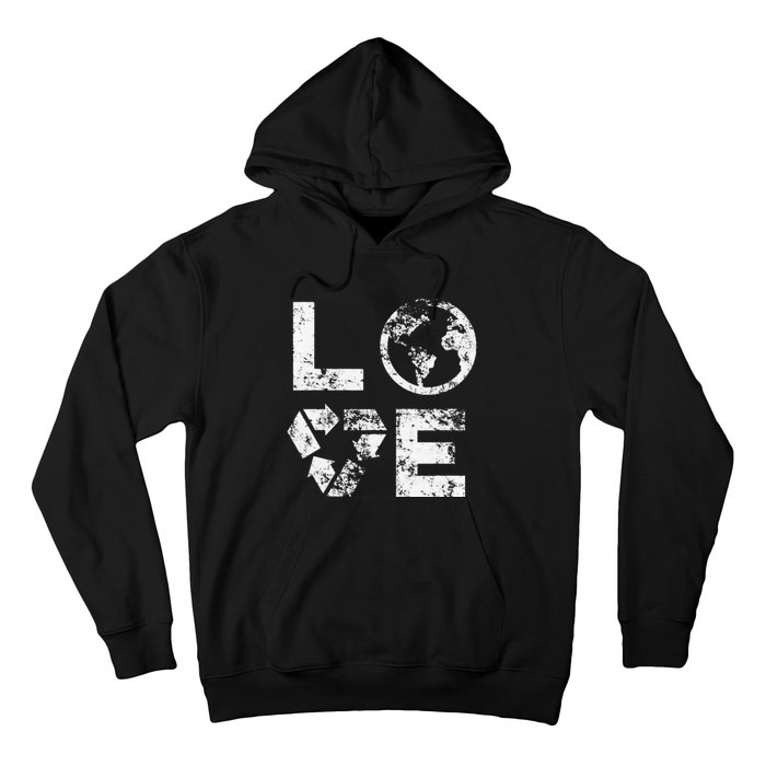 Love Earth Day 90s Vintage Recycling Hoodie