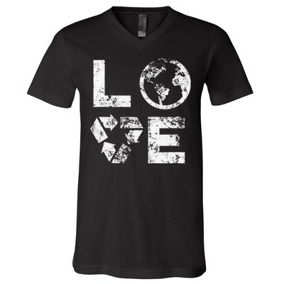 Love Earth Day 90s Vintage Recycling V-Neck T-Shirt