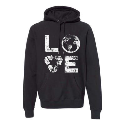 Love Earth Day 90s Vintage Recycling Premium Hoodie