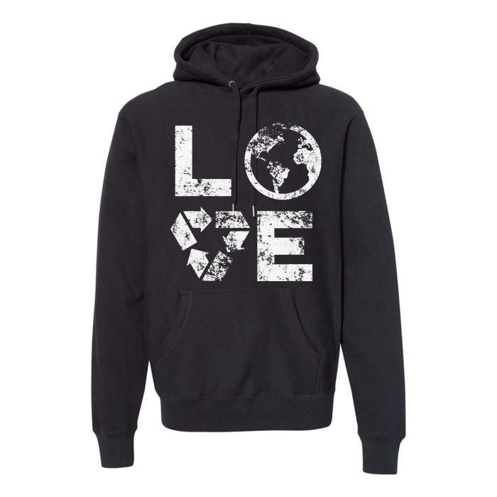 Love Earth Day 90s Vintage Recycling Premium Hoodie