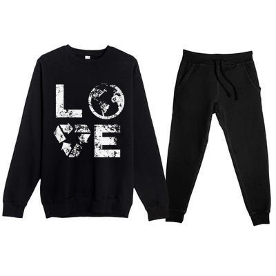 Love Earth Day 90s Vintage Recycling Premium Crewneck Sweatsuit Set