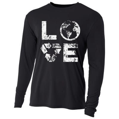 Love Earth Day 90s Vintage Recycling Cooling Performance Long Sleeve Crew