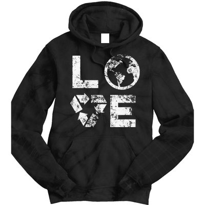 Love Earth Day 90s Vintage Recycling Tie Dye Hoodie