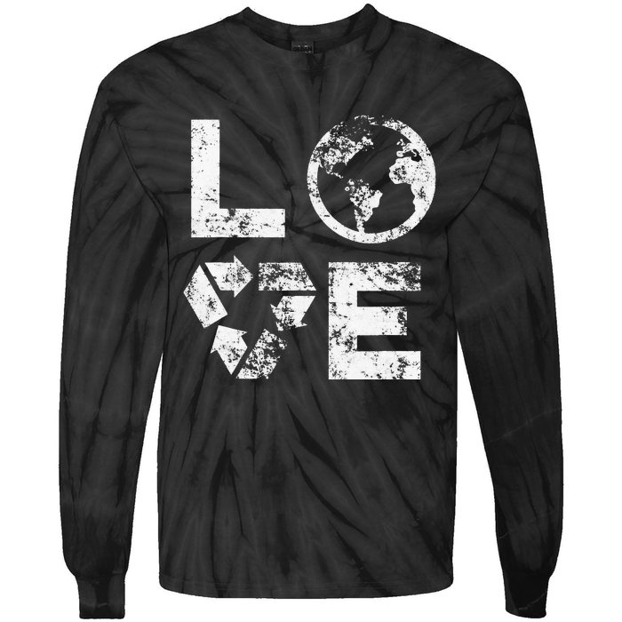 Love Earth Day 90s Vintage Recycling Tie-Dye Long Sleeve Shirt