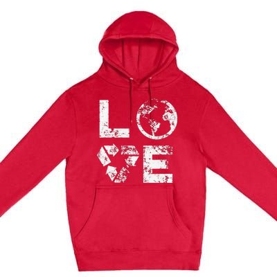 Love Earth Day 90s Vintage Recycling Premium Pullover Hoodie