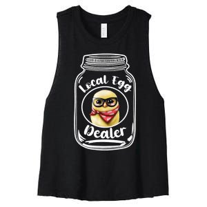 Local Egg Dealer for Chicken Farms and Farmers Funny Chicken Women's Racerback Cropped Tank