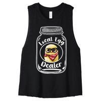 Local Egg Dealer for Chicken Farms and Farmers Funny Chicken Women's Racerback Cropped Tank