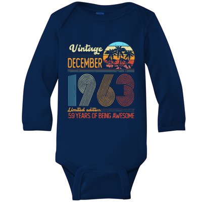 Limited Edition December 59th Birthday Gifts Vintage 1963 Baby Long Sleeve Bodysuit